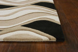 2' X 4' Black Or Beige Waves Wool Area Rug - Homeroots - Flyclothing LLC