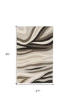 2' X 4' Natural Beige Hand Tufted Abstract Waves Indoor Accent Rug - Homeroots - Flyclothing LLC