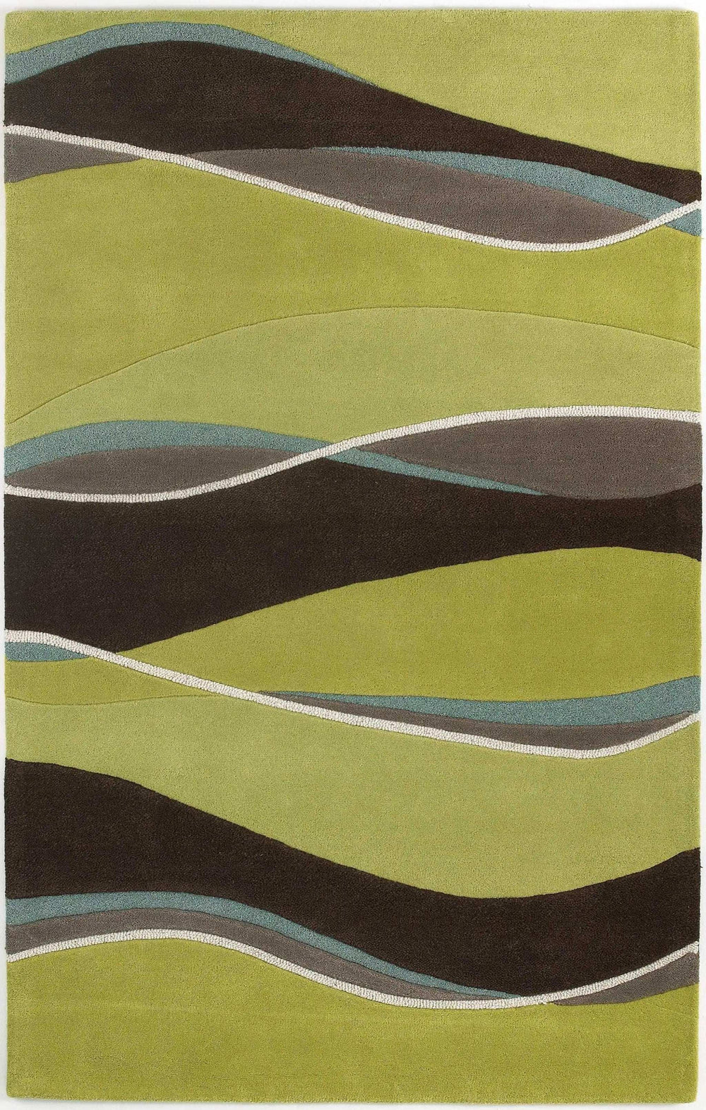 2' X 4' Lime Or Mocha Waves Wool Area Rug - Homeroots - Flyclothing LLC