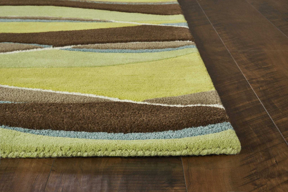 2' X 4' Lime Or Mocha Waves Wool Area Rug - Homeroots - Flyclothing LLC
