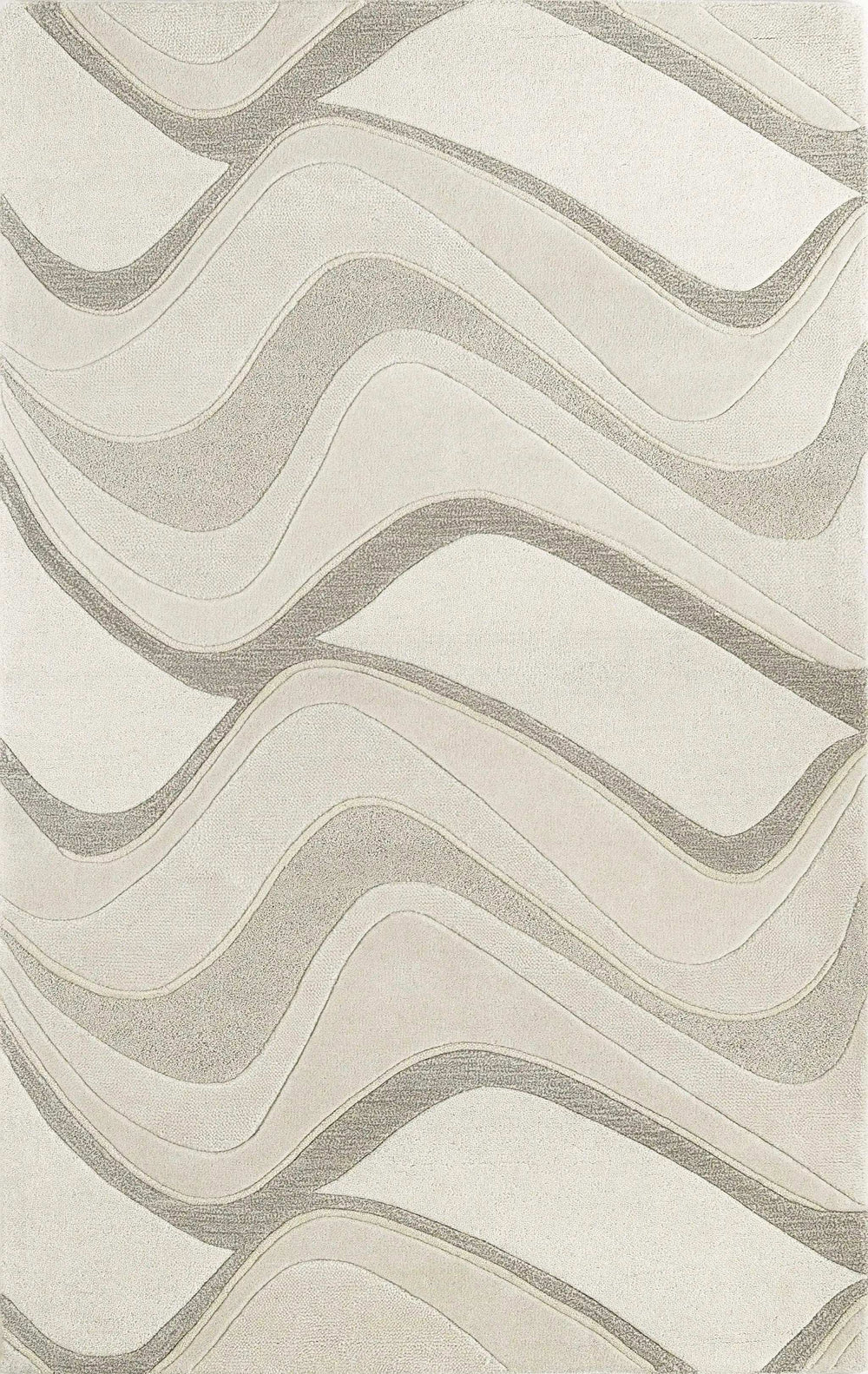 2' X 4' Ivory Hand Tufted Abstract Waves Indoor Accent Rug - Homeroots - Flyclothing LLC