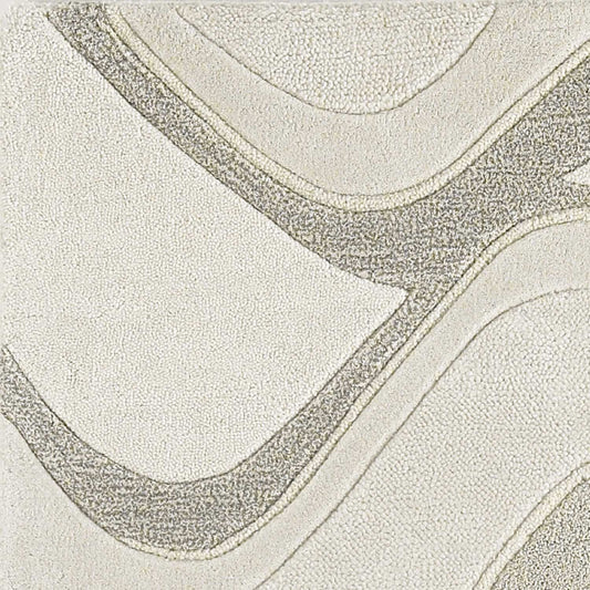 2' X 4' Ivory Hand Tufted Abstract Waves Indoor Accent Rug - Homeroots - Flyclothing LLC
