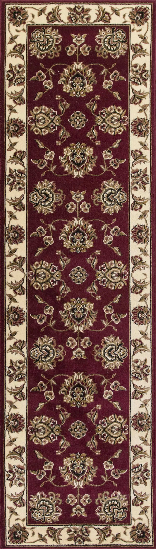 2' X 8' Red Or Ivory Floral Bordered Runner Rug - Homeroots - Flyclothing LLC