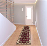 2' X 8' Red Or Ivory Floral Bordered Runner Rug - Homeroots - Flyclothing LLC