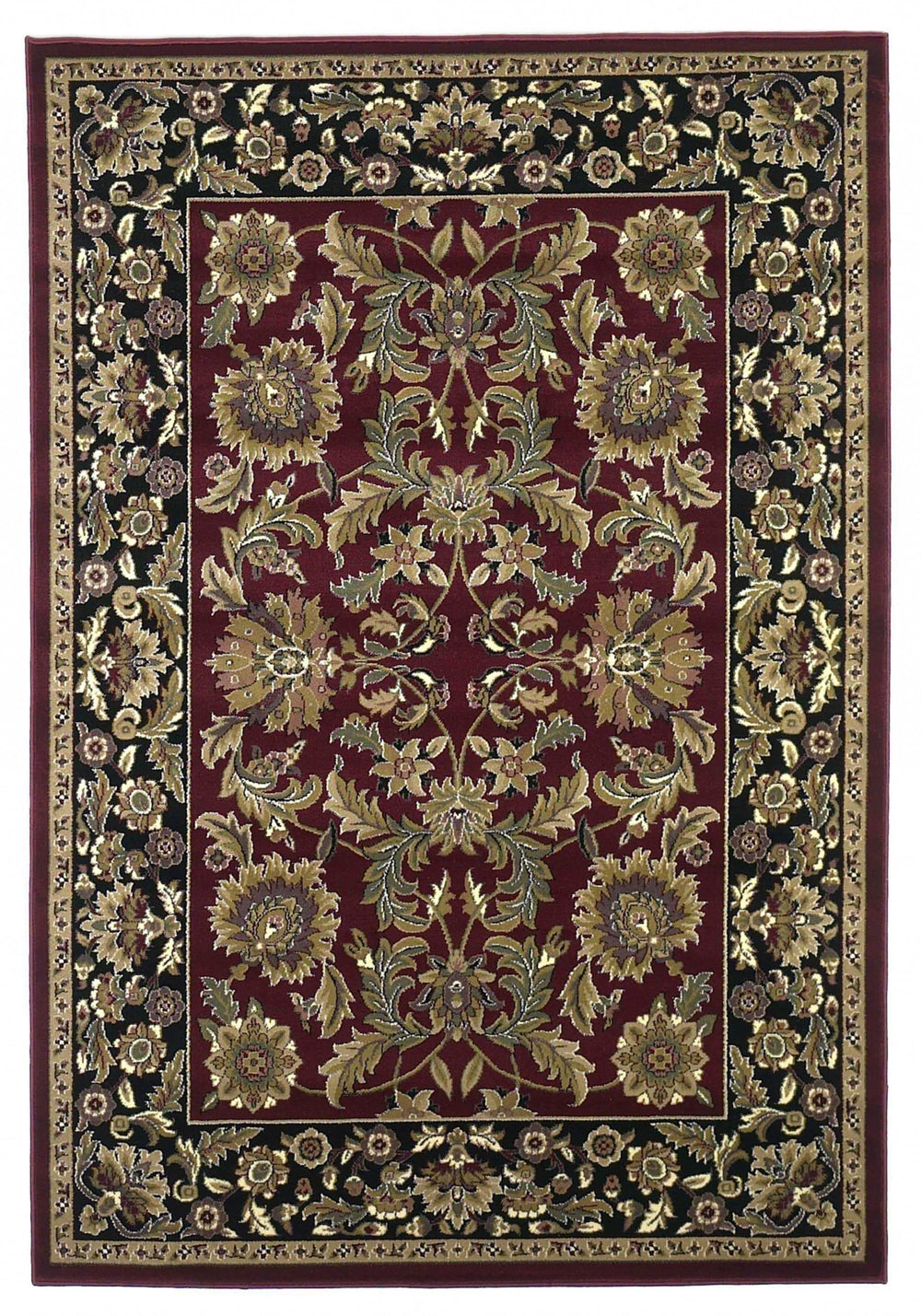 3' X 5' Red Black Machine Woven Floral Traditional Indoor Accent Rug - Homeroots - Flyclothing LLC