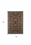 3' X 5' Red Black Machine Woven Floral Traditional Indoor Accent Rug - Homeroots - Flyclothing LLC