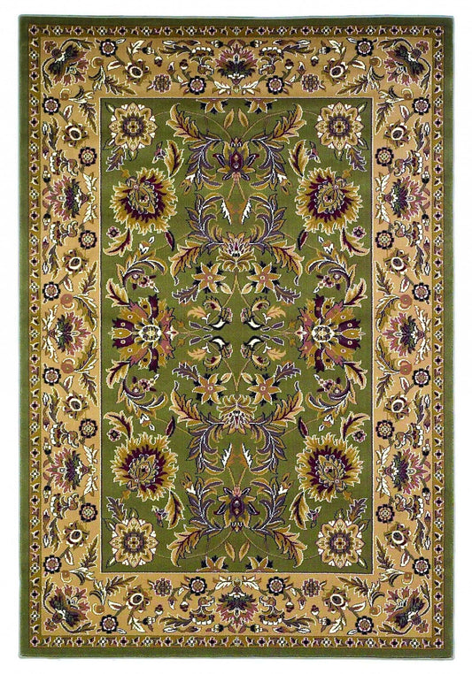 3' X 5' Green Taupe Machine Woven Floral Traditional Indoor Area Rug - Homeroots - Flyclothing LLC