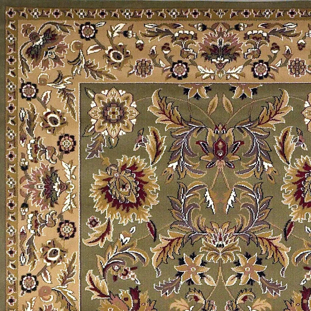 3' X 5' Green Taupe Machine Woven Floral Traditional Indoor Area Rug - Homeroots - Flyclothing LLC