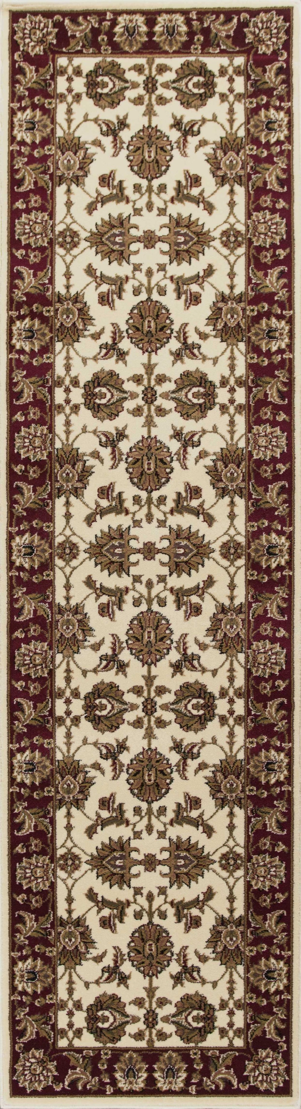 8' Red And Ivory Floral Medallion Runner Rug - Homeroots - Flyclothing LLC