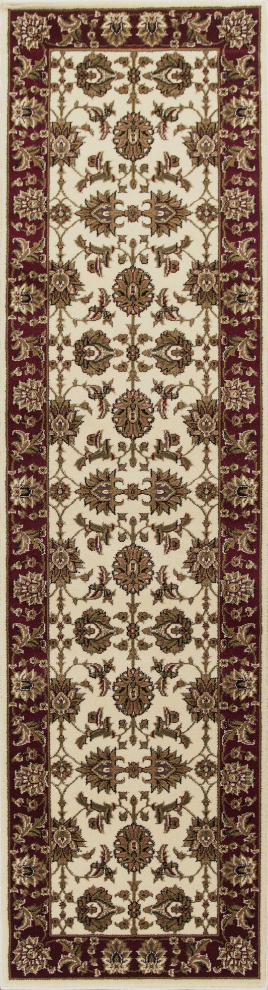 8' Red And Ivory Floral Medallion Runner Rug - Homeroots - Flyclothing LLC