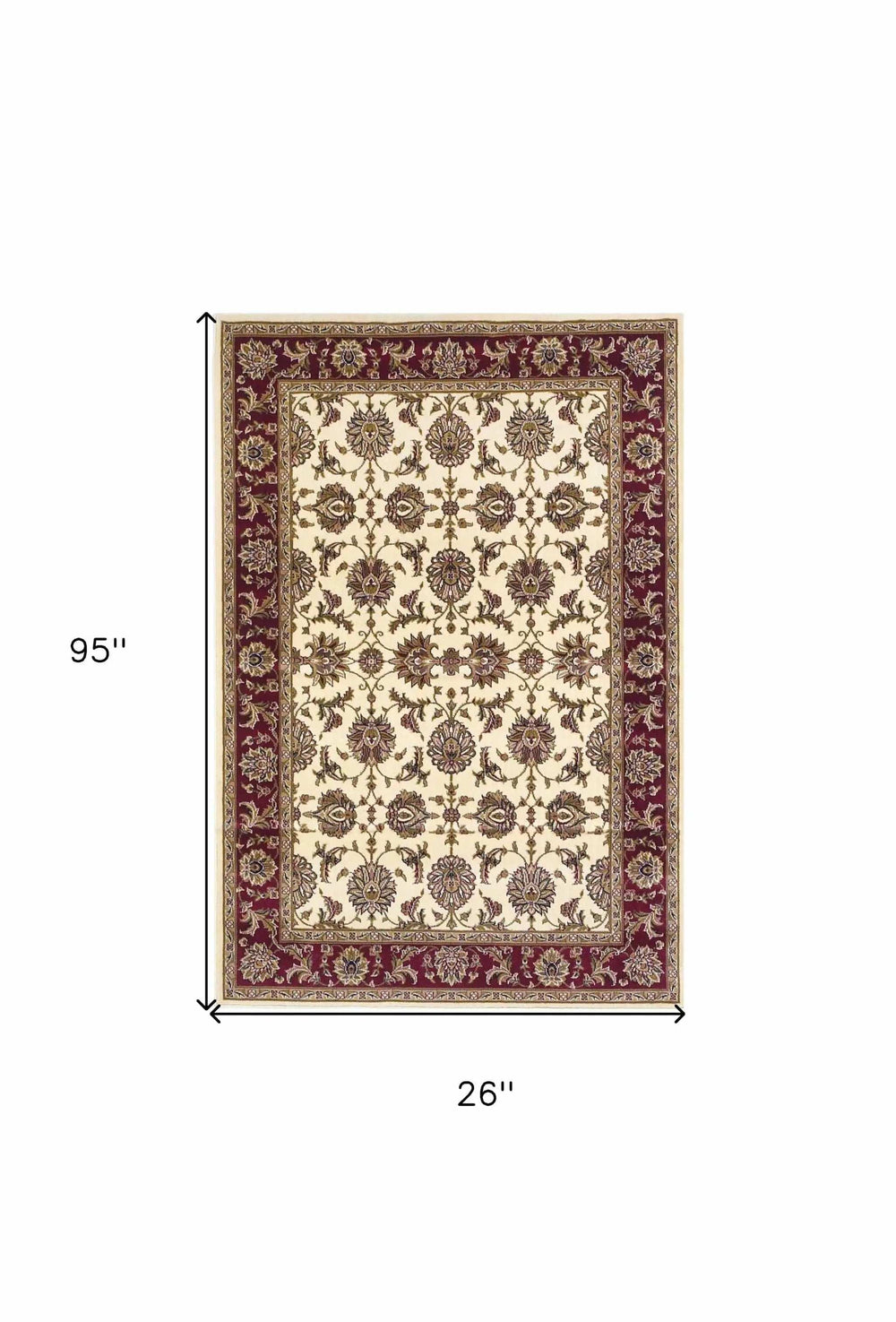 8' Red And Ivory Floral Medallion Runner Rug - Homeroots - Flyclothing LLC