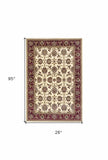 8' Red And Ivory Floral Medallion Runner Rug - Homeroots - Flyclothing LLC