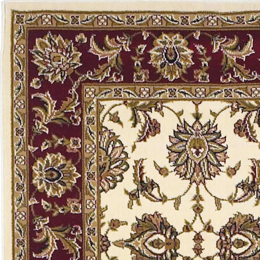 3' X 5' Ivory Red Machine Woven Floral Traditional Indoor Area Rug - Homeroots - Flyclothing LLC