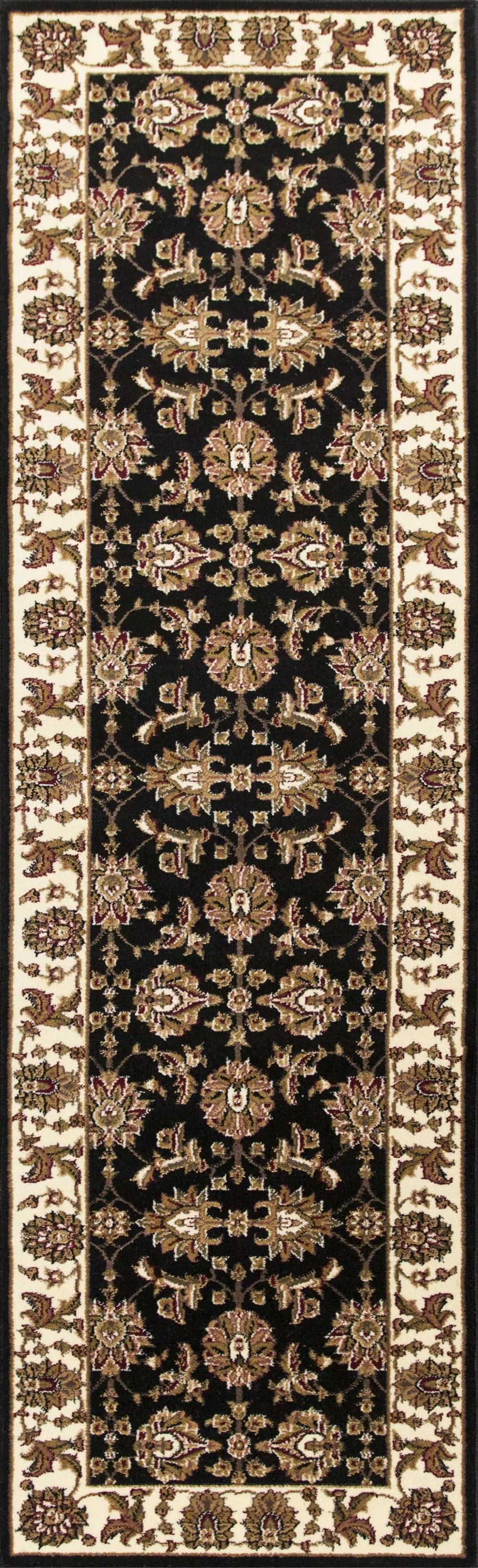 2' X 8' Black Or Ivory Traditional Bordered Rug - Homeroots - Flyclothing LLC