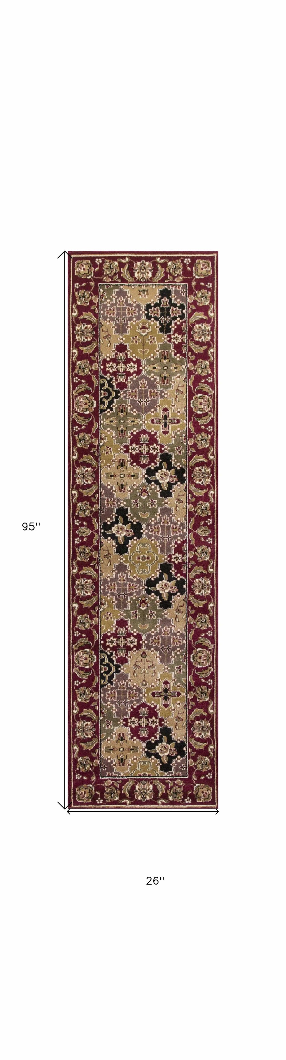 2' X 8' Red Panel Runner Rug - Homeroots - Flyclothing LLC