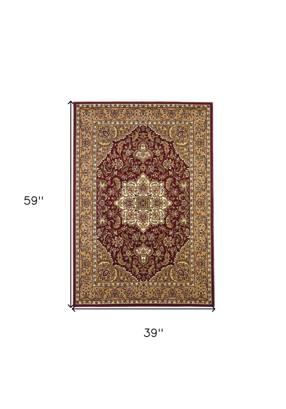 3' X 5' Red Beige Machine Woven Floral Medallion Indoor Area Rug - Homeroots - Flyclothing LLC