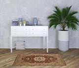 3' X 5' Red Beige Machine Woven Floral Medallion Indoor Area Rug - Homeroots - Flyclothing LLC