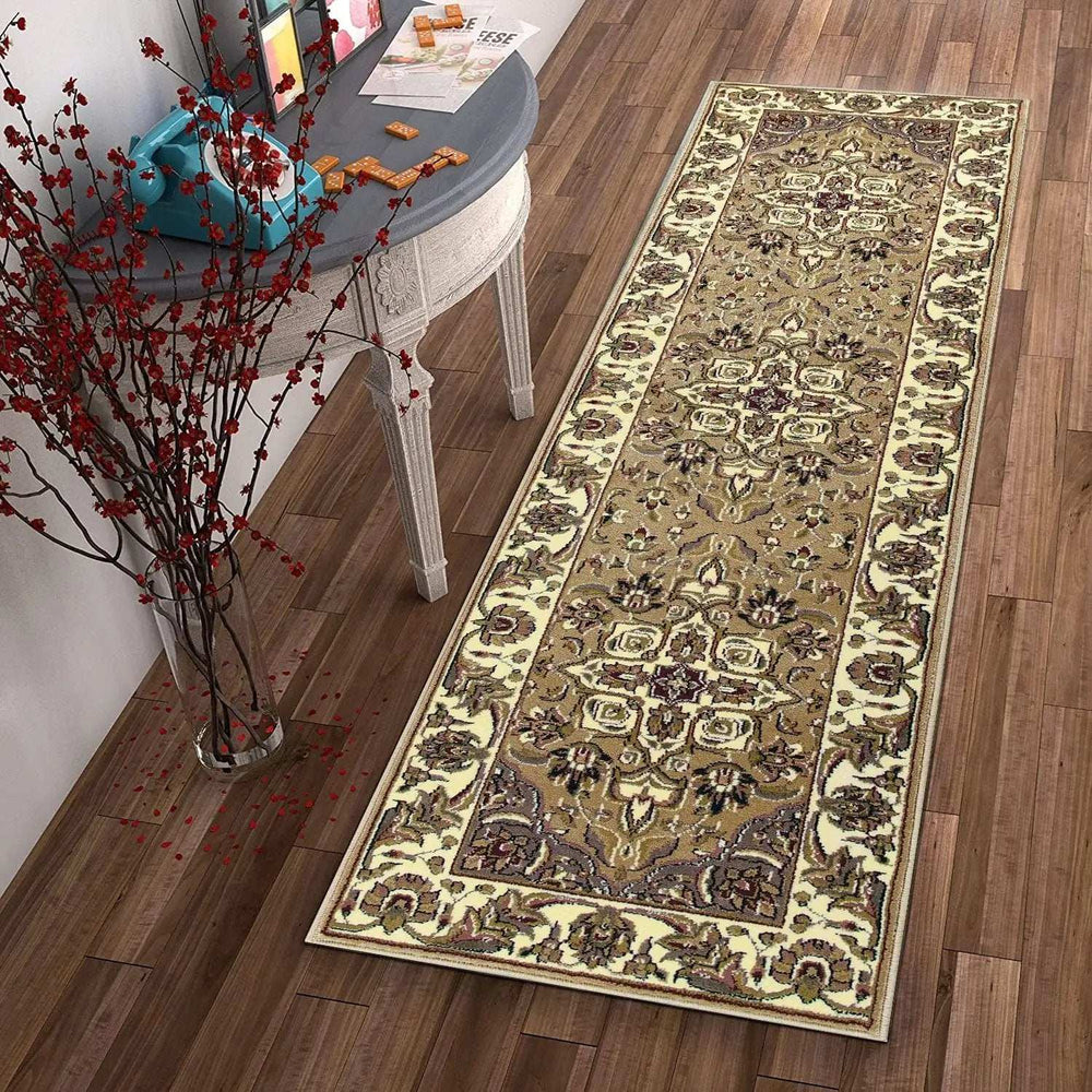 2' X 8' Beige Or Ivory Medallion Runner Rug - Homeroots - Flyclothing LLC