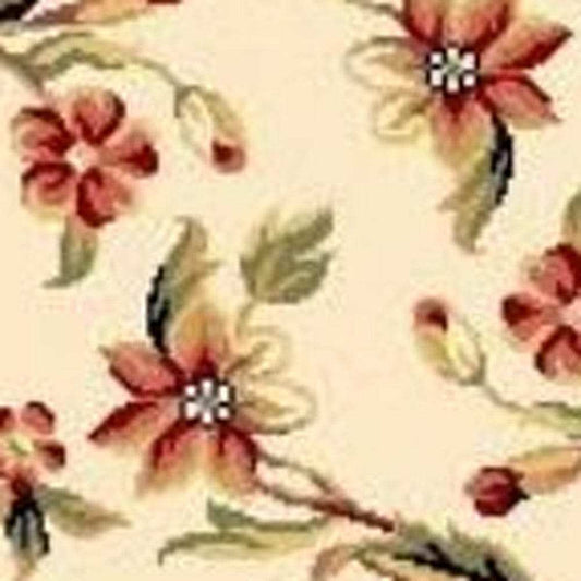 8' Ivory Green and Red Floral Vines Runner Rug - Homeroots - Flyclothing LLC