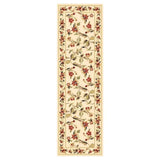 8' Ivory Green and Red Floral Vines Runner Rug - Homeroots - Flyclothing LLC