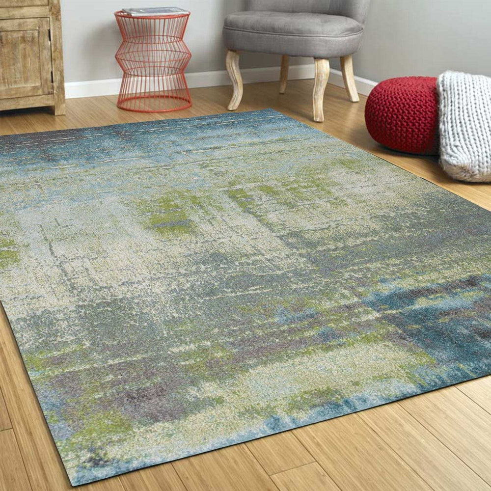 3' X 5' Blue and Green Abstract Brushstrokes Area Rug - Homeroots - Flyclothing LLC