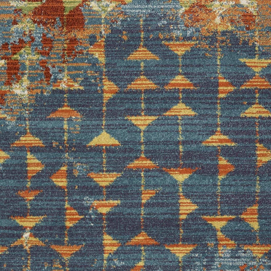 3' X 5' Blue Coral Machine Woven Abstract Triangular Strings Indoor Area Rug - Homeroots - Flyclothing LLC