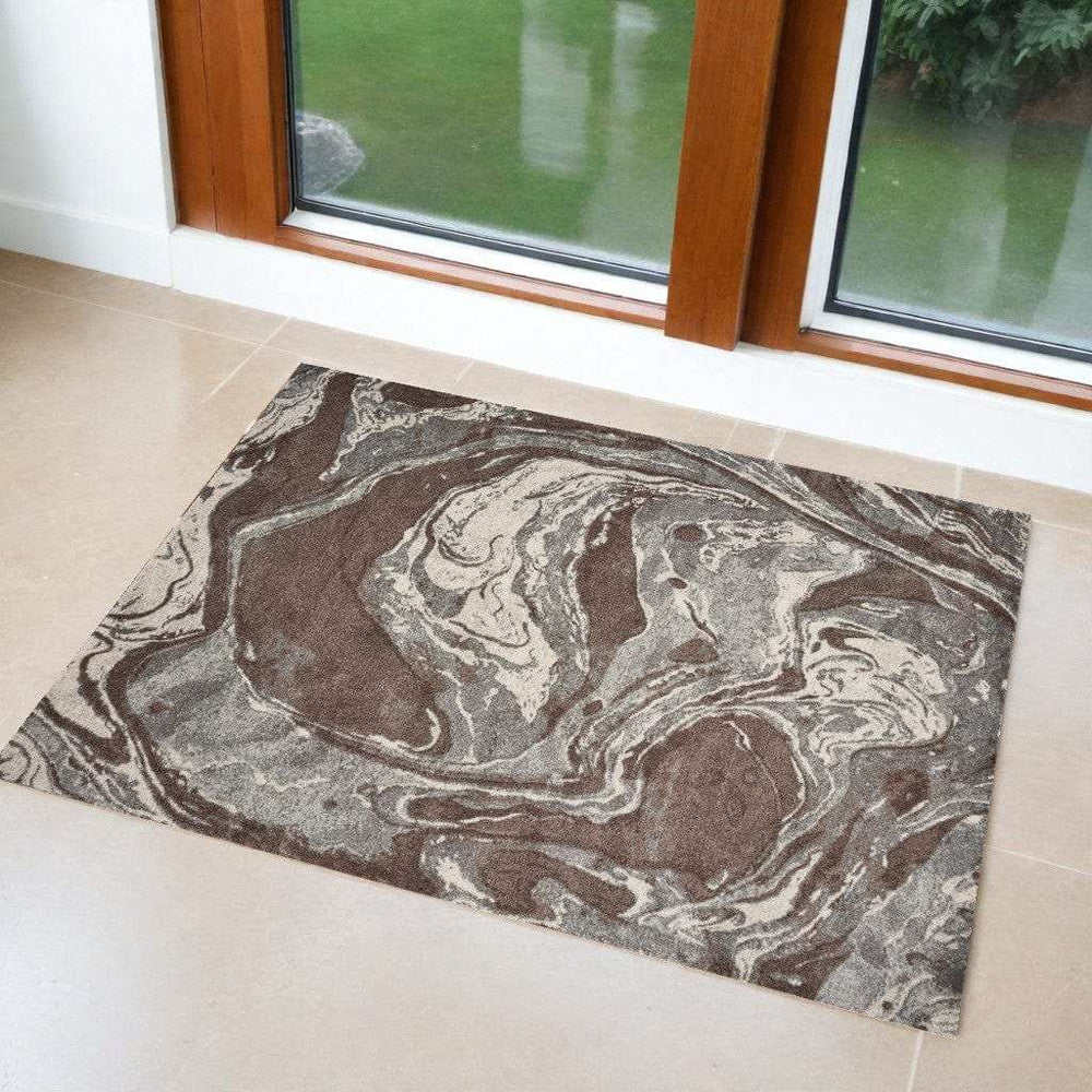 3' X 5' Brown Abstract Area Rug - Homeroots - Flyclothing LLC