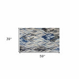 3' X 5' Grey And Navy Area Rug - Homeroots - Flyclothing LLC