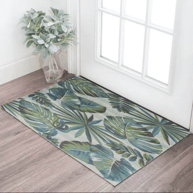 3' X 5' Teal and Ivory Tropical Floral Area Rug - Homeroots - Flyclothing LLC