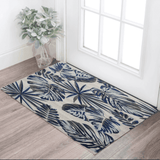 3' X 5' Blue and Gray Botanical Leaves Area Rug - Homeroots - Flyclothing LLC