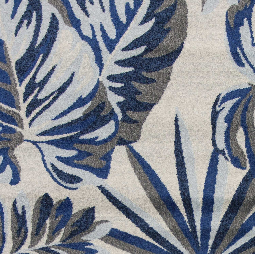 3' X 5' Blue and Gray Botanical Leaves Area Rug - Homeroots - Flyclothing LLC