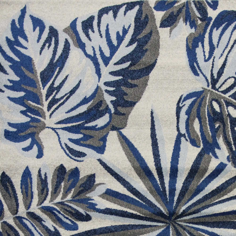 3' X 5' Blue and Gray Botanical Leaves Area Rug - Homeroots - Flyclothing LLC
