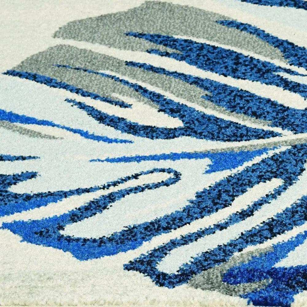 3' X 5' Blue and Gray Botanical Leaves Area Rug - Homeroots - Flyclothing LLC