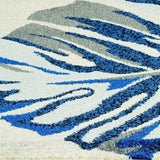 3' X 5' Blue and Gray Botanical Leaves Area Rug - Homeroots - Flyclothing LLC