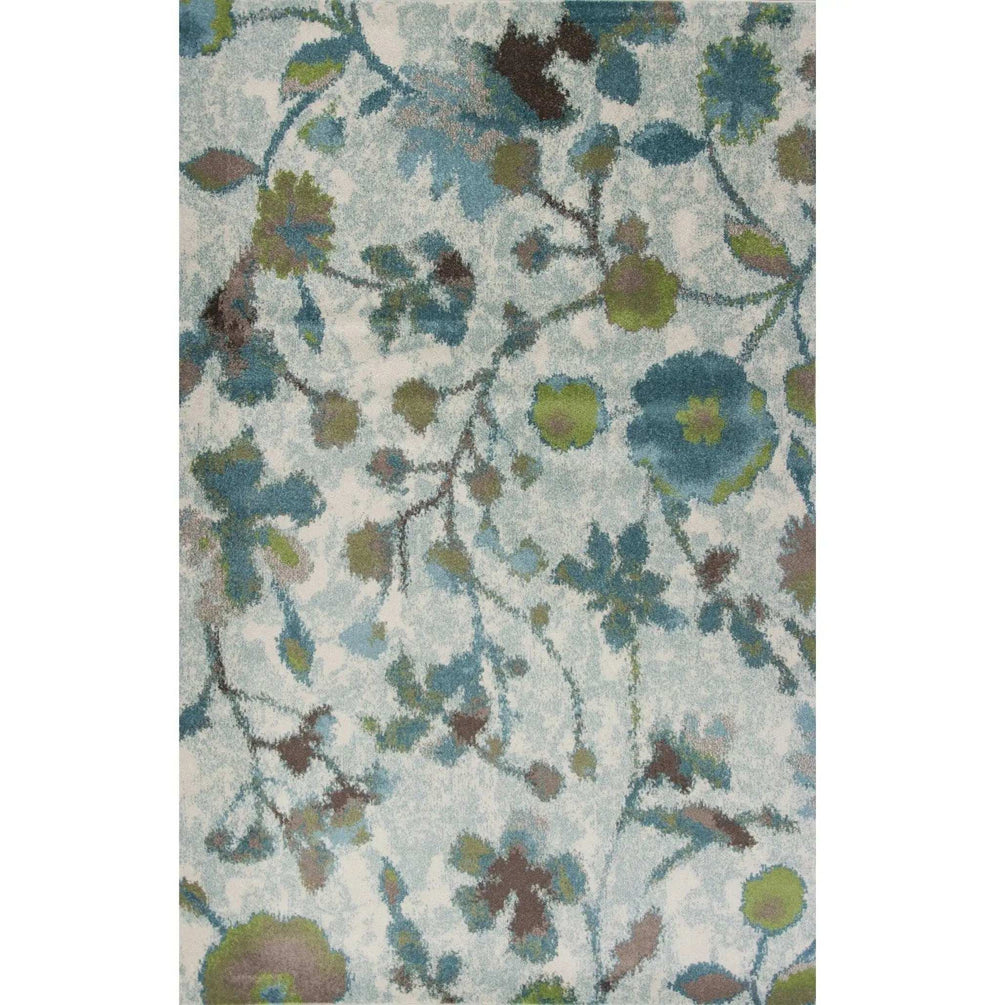 3' X 5' Teal Floral Vines Area Rug - Homeroots - Flyclothing LLC