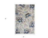 3' X 5' Blue and Gray Floral Vines Area Rug - Homeroots - Flyclothing LLC