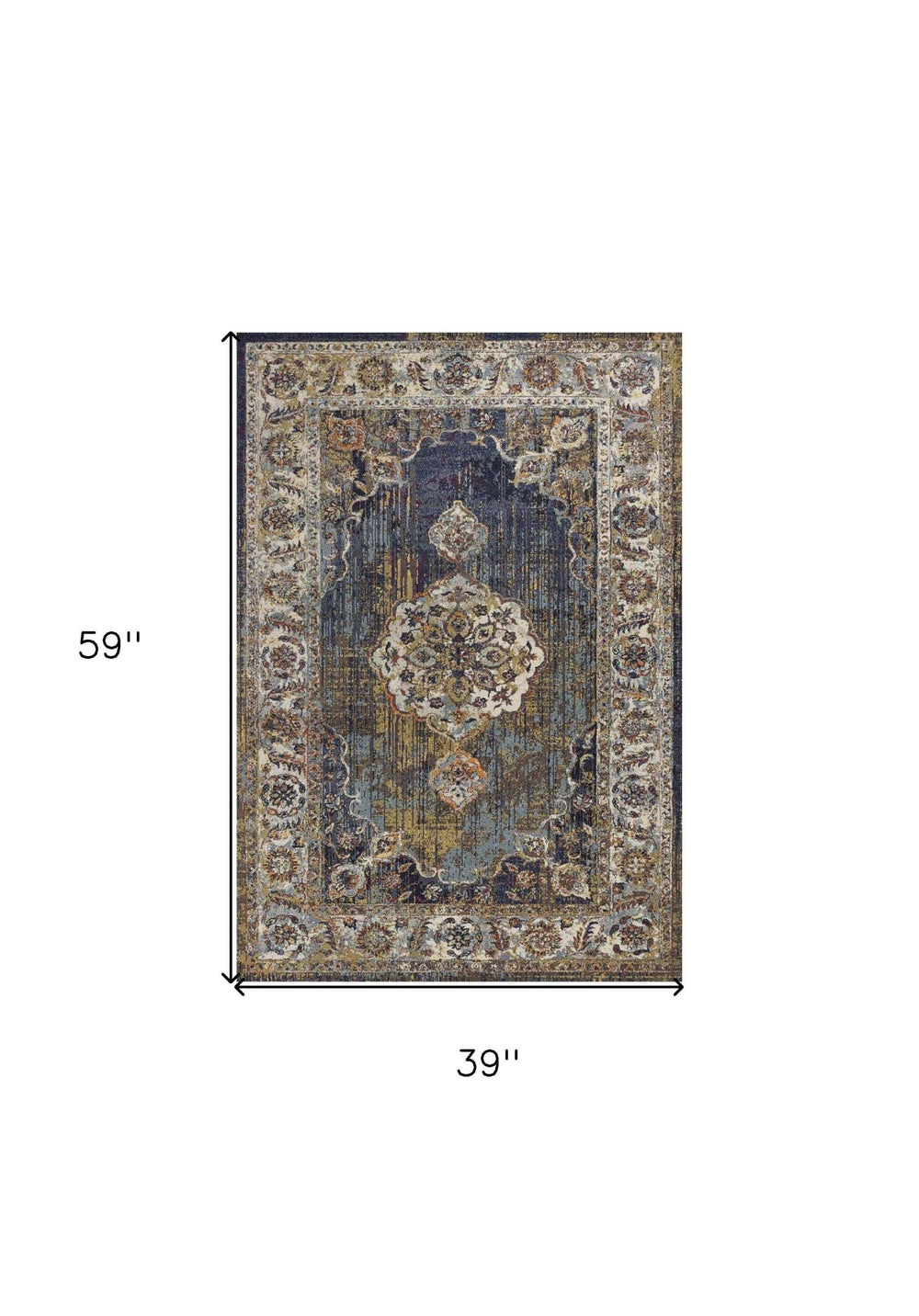 3' X 5' Navy Blue Oriental Area Rug - Homeroots - Flyclothing LLC