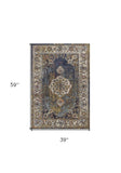 3' X 5' Navy Blue Oriental Area Rug - Homeroots - Flyclothing LLC