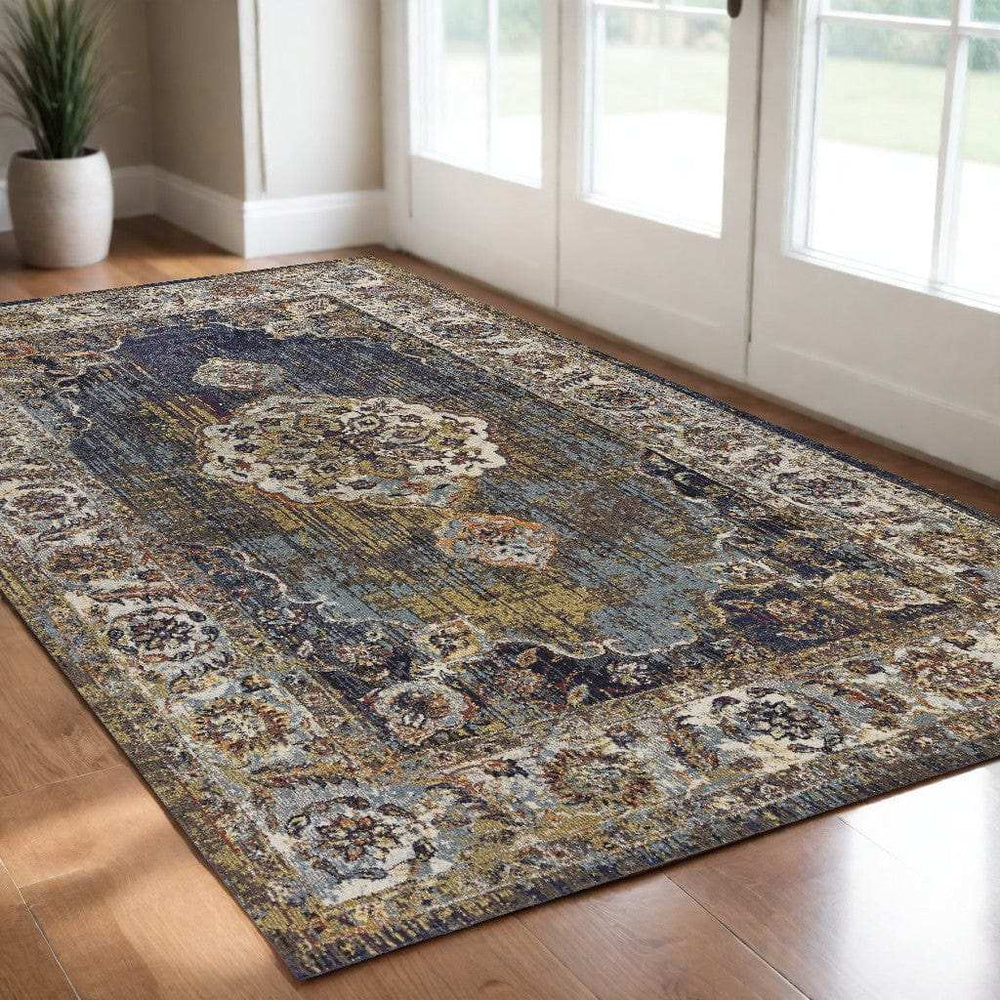3' X 5' Navy Blue Oriental Area Rug - Homeroots - Flyclothing LLC