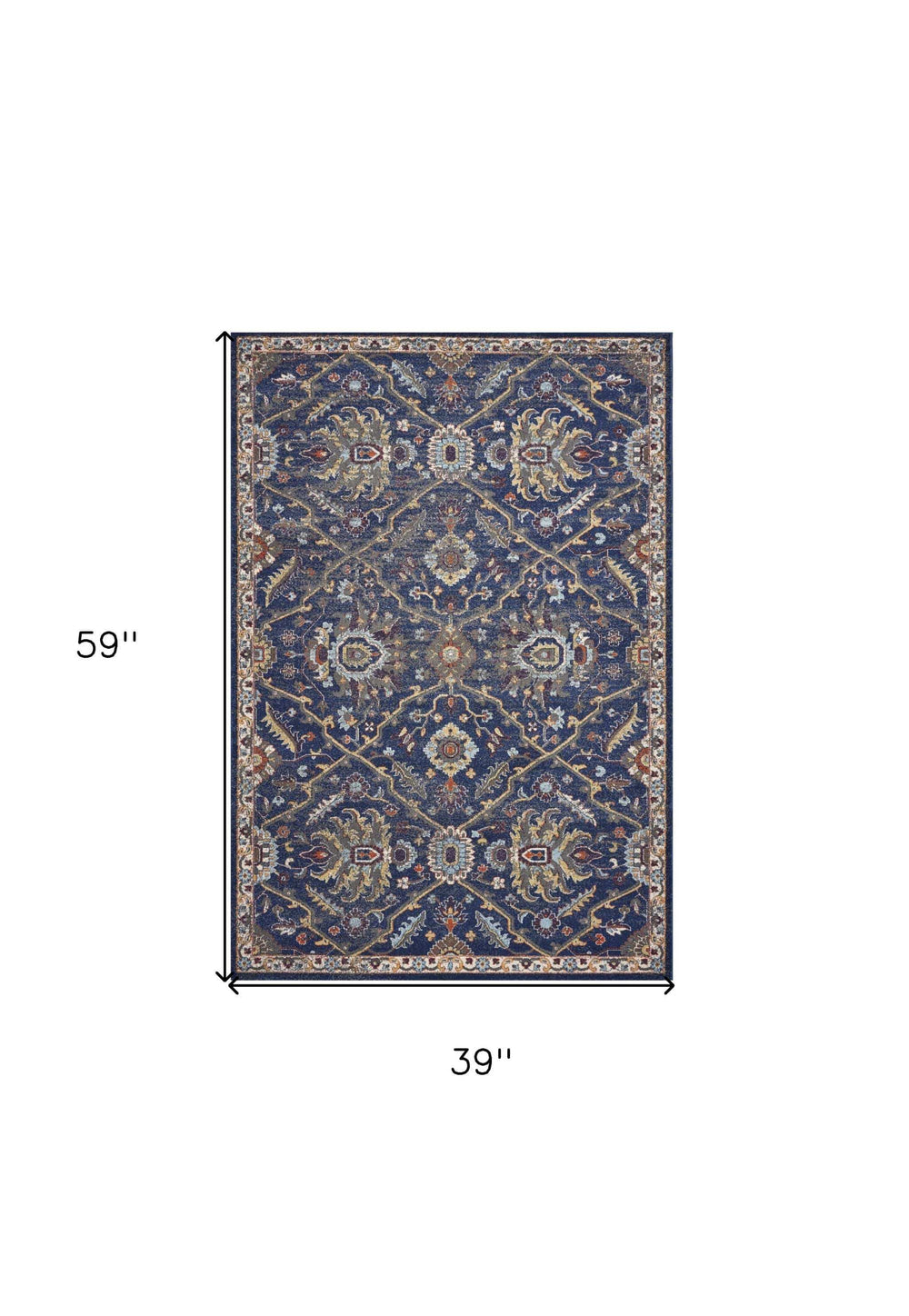 3' X 5' Royal Blue Oriental Area Rug - Homeroots - Flyclothing LLC