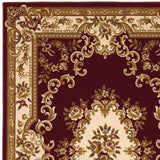 3' X 5' Red and Ivory Floral Border Area Rug - Homeroots - Flyclothing LLC