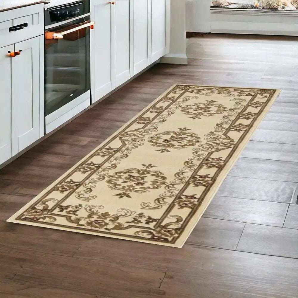 2' X 8' Ivory Medallion Runner Rug - Homeroots - Flyclothing LLC