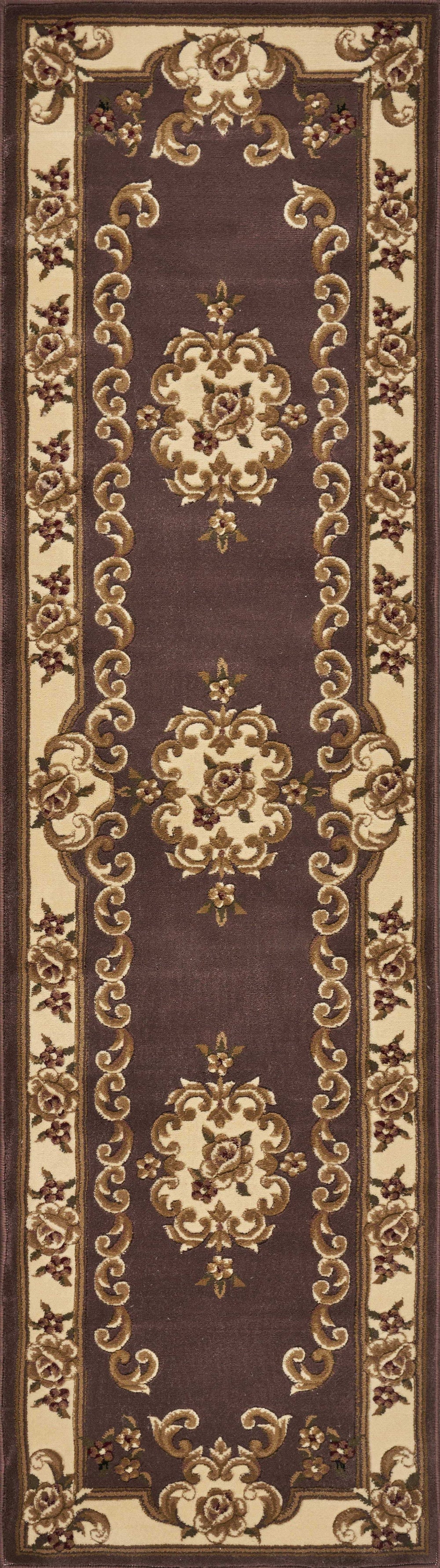 2' X 8' Plum Or Ivory Medallion Runner Rug - Homeroots - Flyclothing LLC