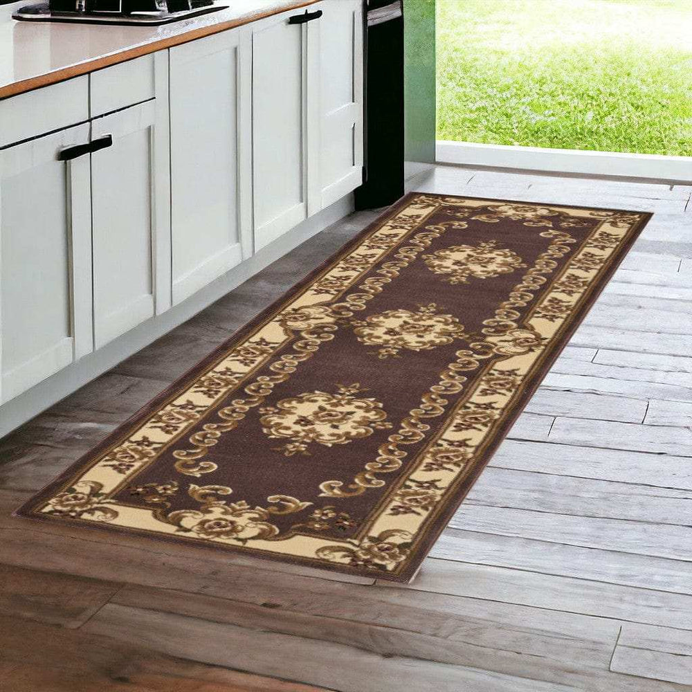 2' X 8' Plum Or Ivory Medallion Runner Rug - Homeroots - Flyclothing LLC