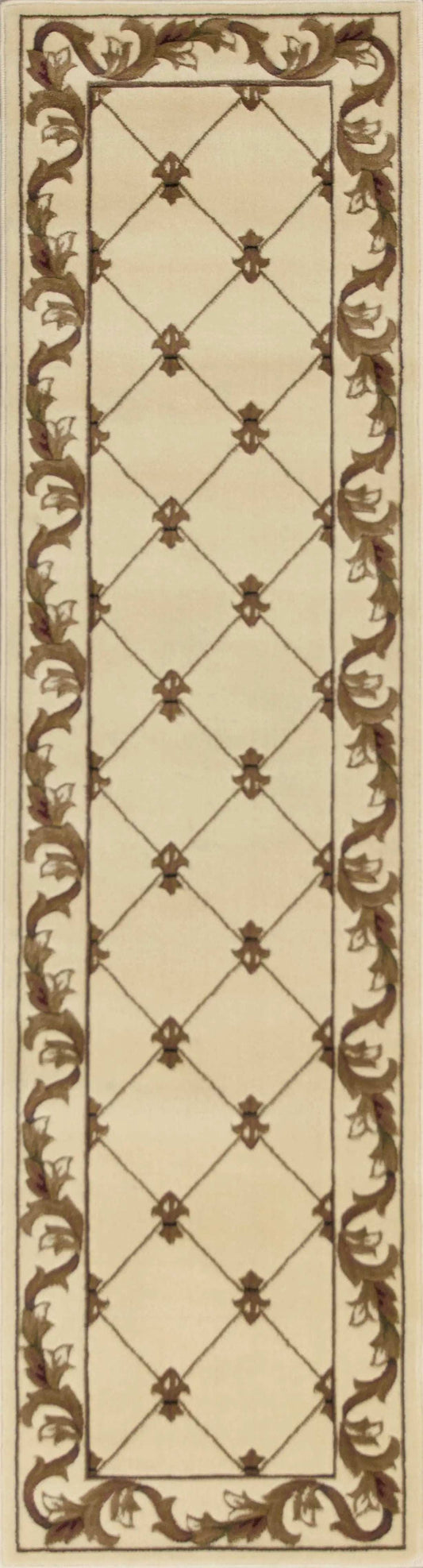 2' X 8' Ivory Fleur De Lis Runner Rug - Homeroots - Flyclothing LLC