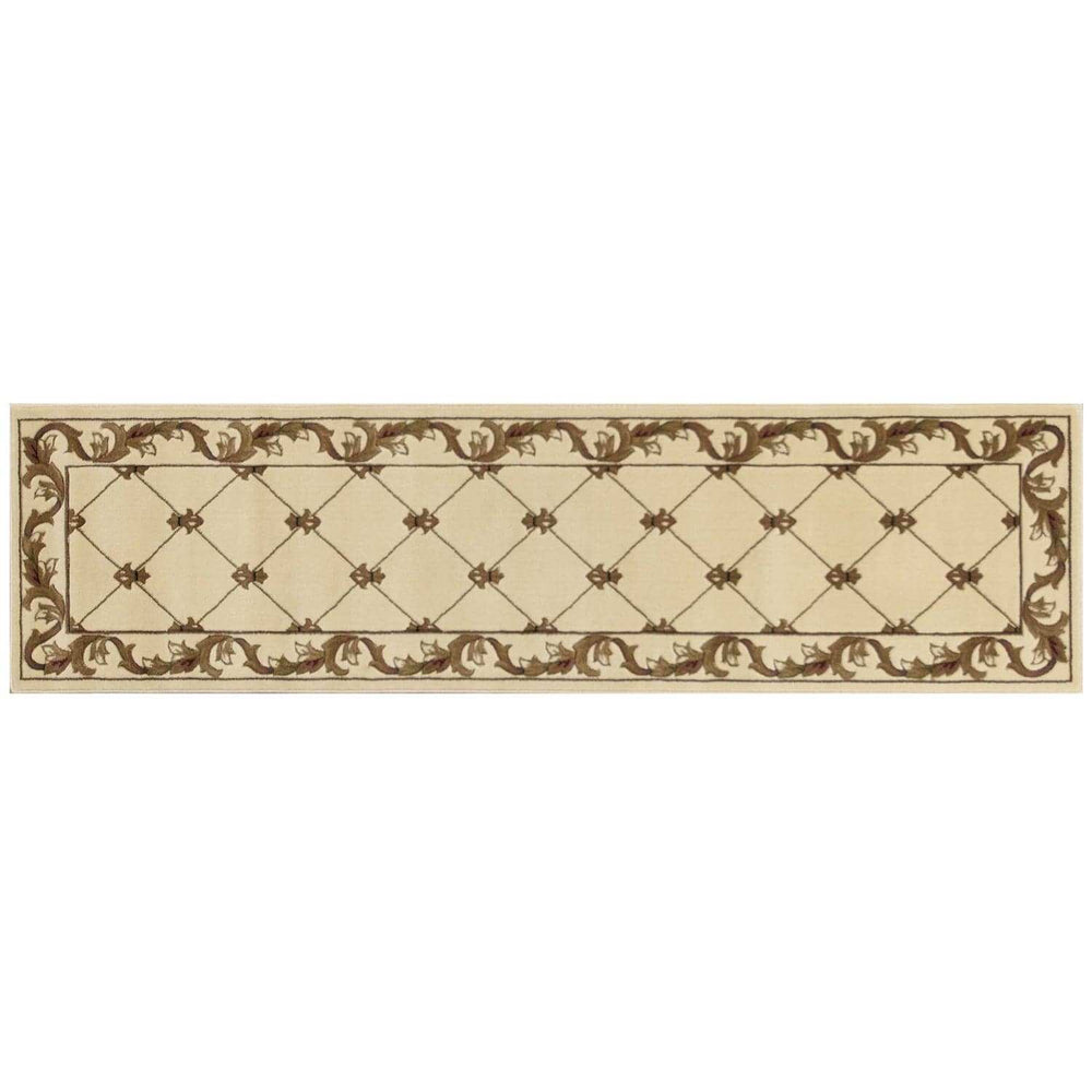 2' X 8' Ivory Fleur De Lis Runner Rug - Homeroots - Flyclothing LLC