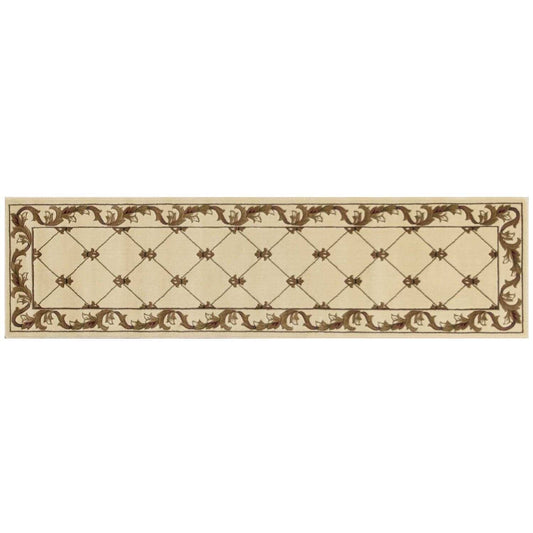 2' X 8' Ivory Fleur De Lis Runner Rug - Homeroots - Flyclothing LLC