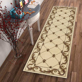 2' X 8' Ivory Fleur De Lis Runner Rug - Homeroots - Flyclothing LLC