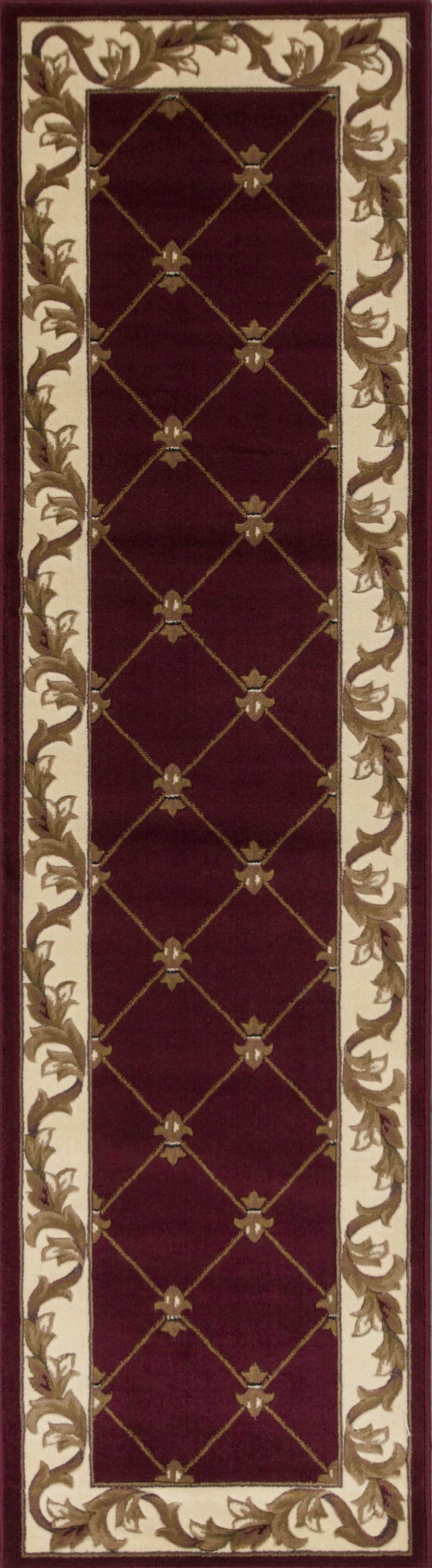 2' X 8' Red Fleur De Lis Runner Rug - Homeroots - Flyclothing LLC