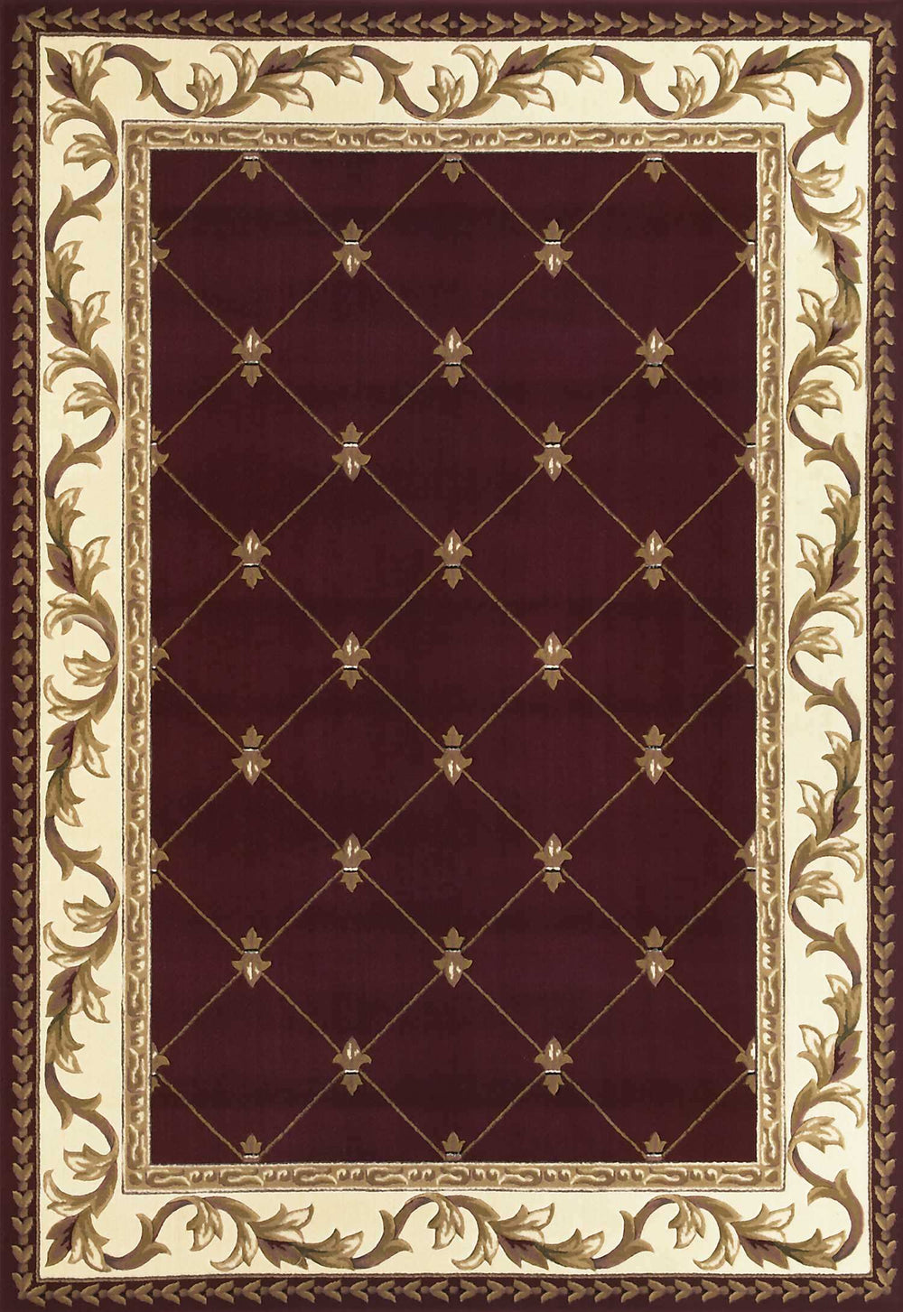 3' X 5' Red Machine Woven Hand Carved Fleur De Lis Indoor Area Rug - Homeroots - Flyclothing LLC